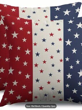 Last One! NEW Set of 2 Patriotic Pillow Covers 18 x 18